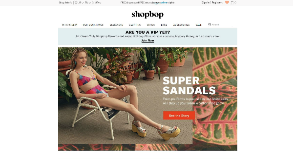Shopbop Homepage Image